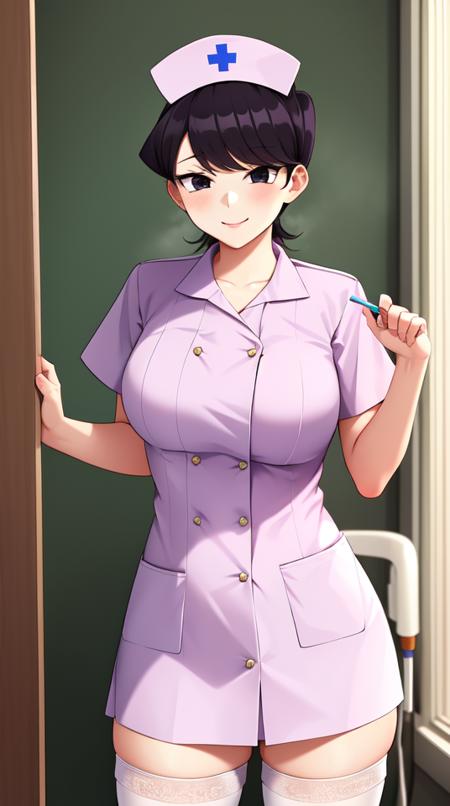 00053-2669952849-pixel-Komi-Shuuko, 1girl, solo , 1girl, nurse's uniform, white stockings, hospital, masterpiece, best quality.png